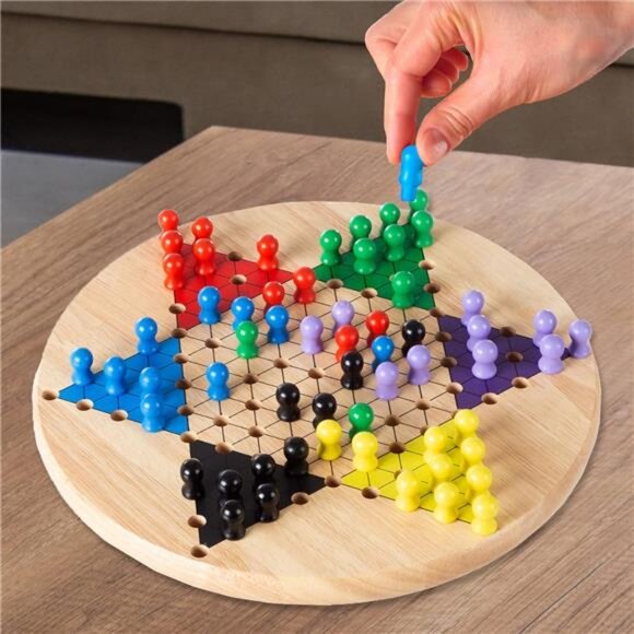 Chinese Checkers Game Se Wooden Board and Traditional Pegs, Game for Adults - Picture 4 of 7